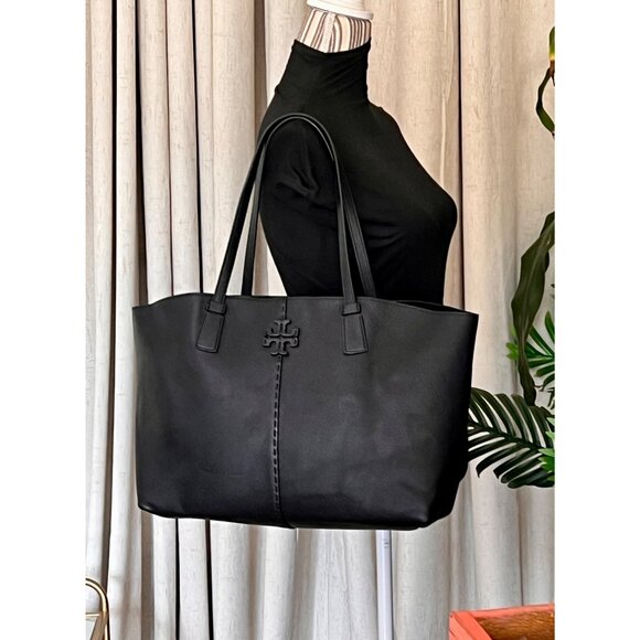 AUTHENTIC TORY BURCH BLACK LEATHER MCGRAW SHOULDER BAG - Picture 10 of 10